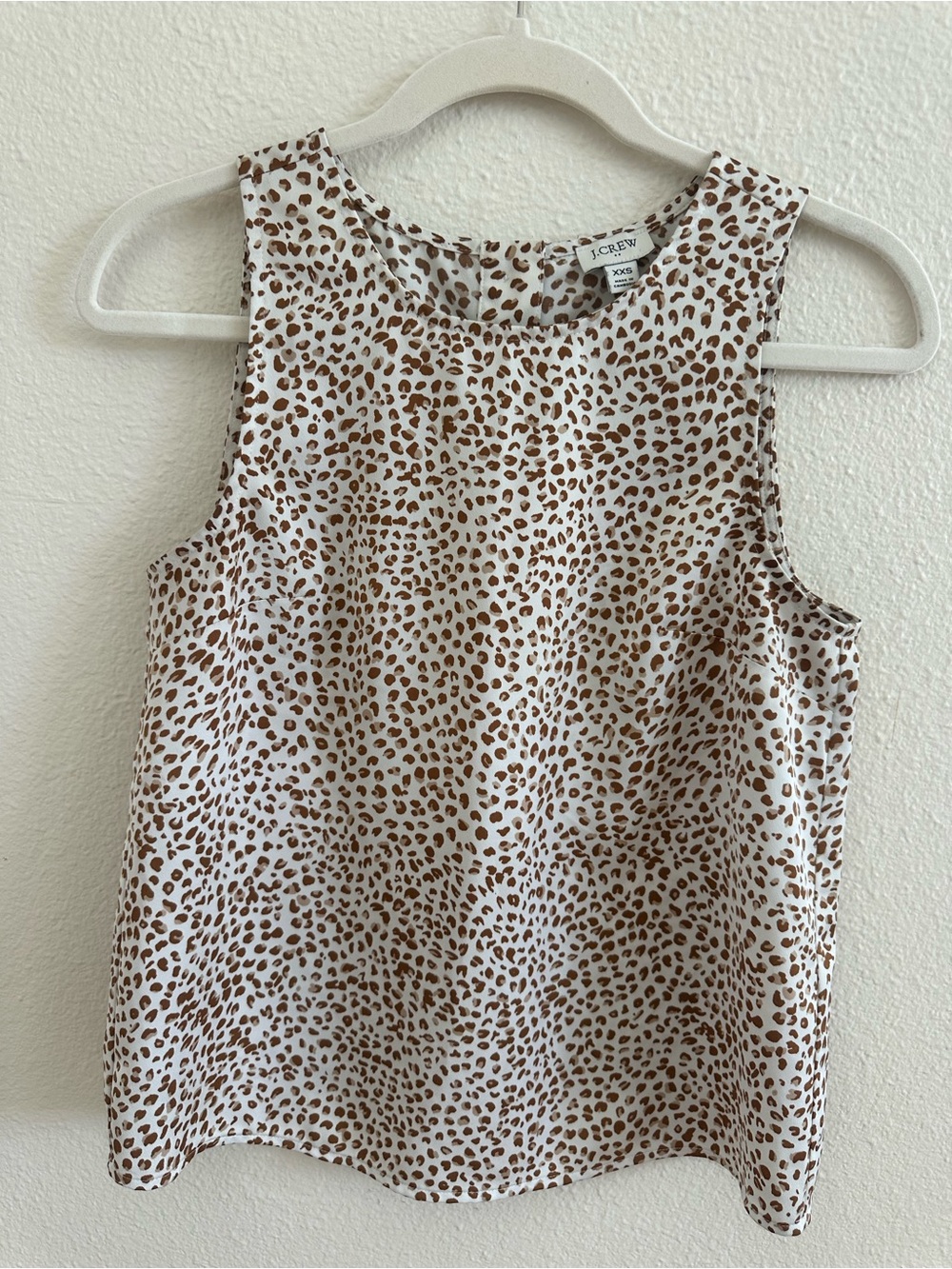 J. Crew Leopard Print Sleeveless Tank Top — White & Brown Spot Size XXS